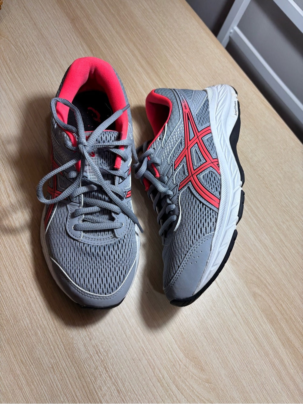 ASICS Women's Gray with Coral Pink Athletic Running Shoes